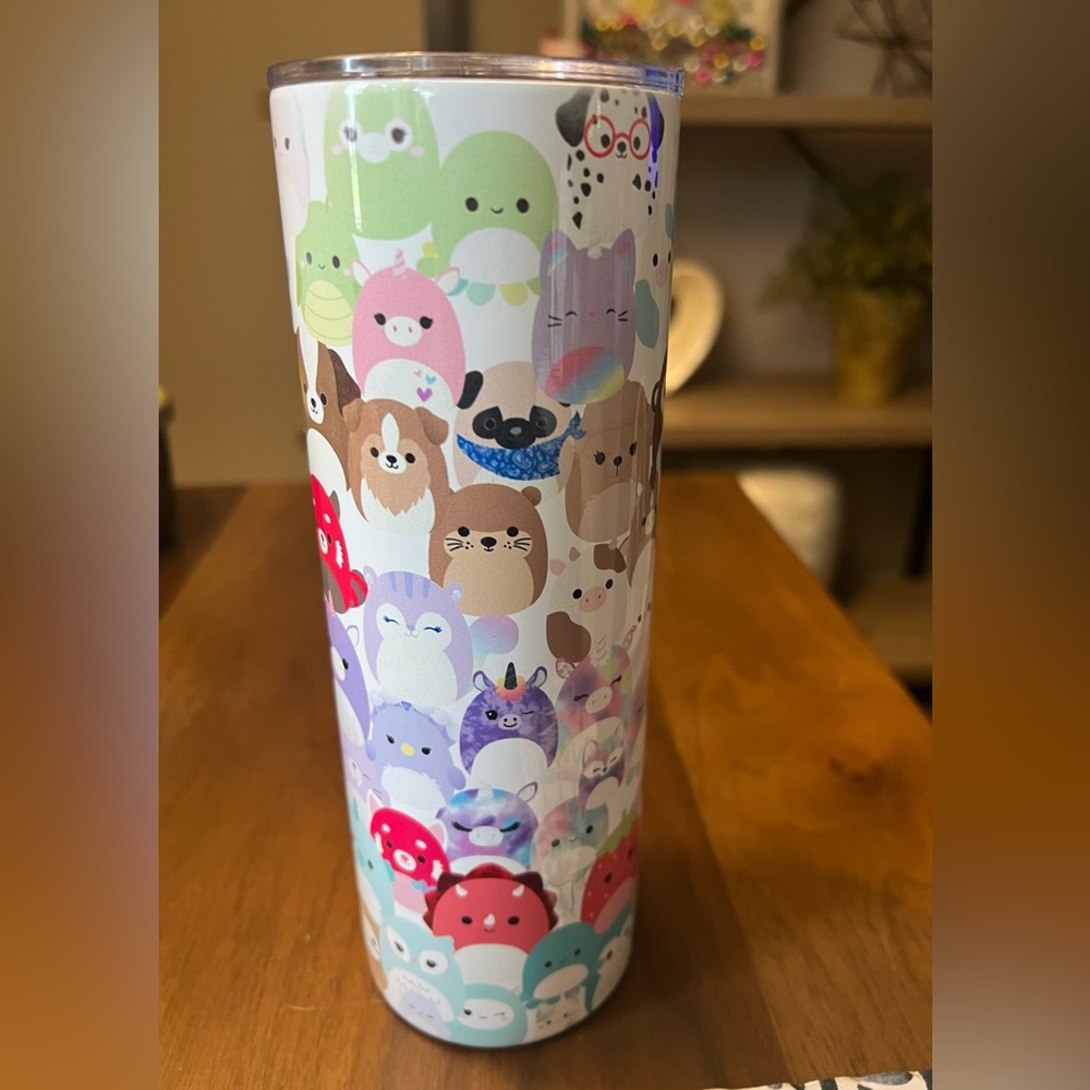 Stainless Steel Tumbler 20oz w/Straw Squishmallows Galore